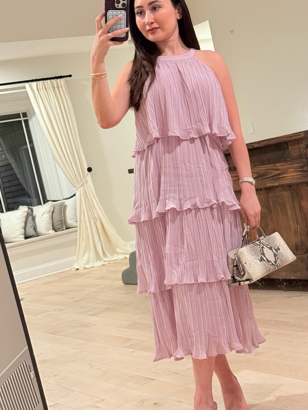 Sleeveless Halter Neck Ruffle Tiered Layed Chiffon Flowy Swing Long Midi Dress